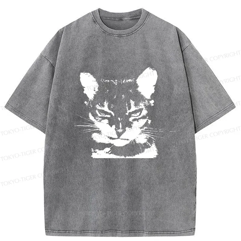 Tokyo-Tiger Smirking Cat Washed T-Shirt Sale