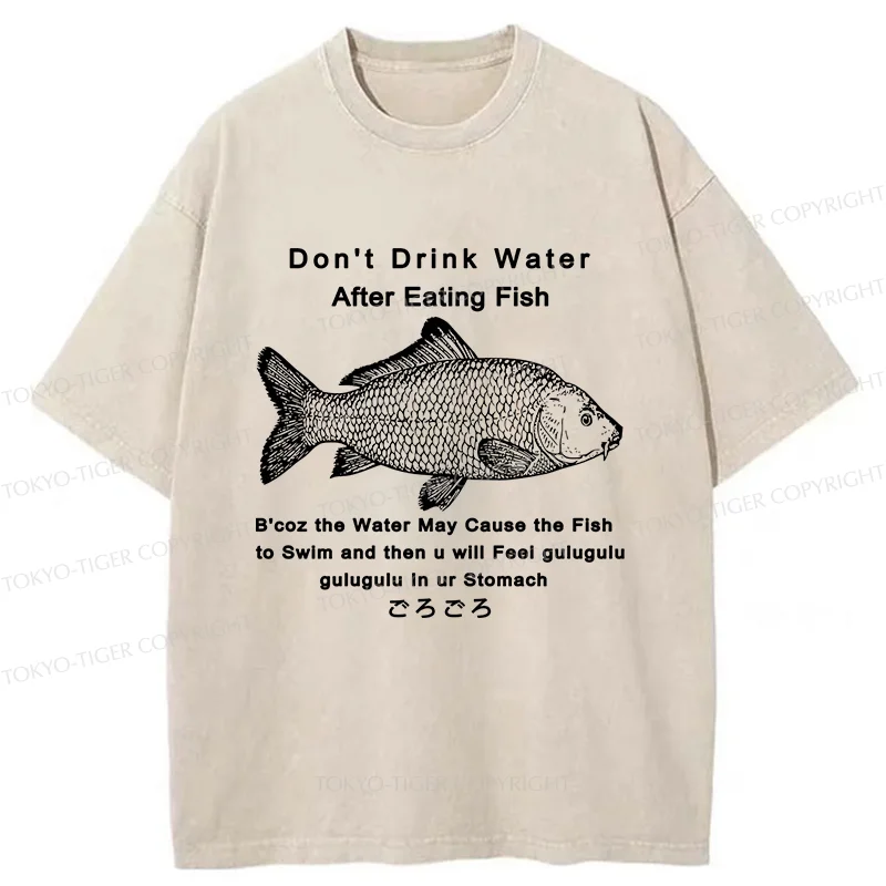 Tokyo-Tiger Stomach Rumbling Funny Washed T-Shirt