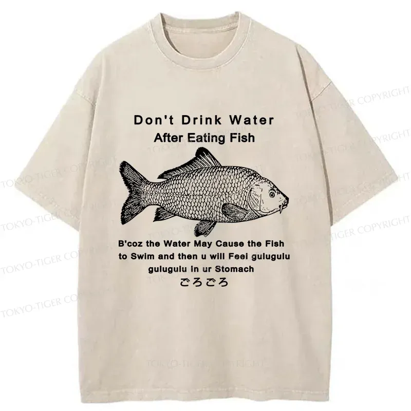 Tokyo-Tiger Stomach Rumbling Funny Washed T-Shirt