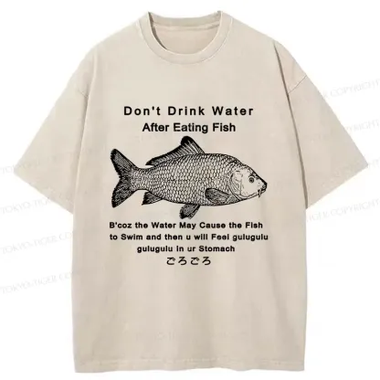 Tokyo-Tiger Stomach Rumbling Funny Washed T-Shirt