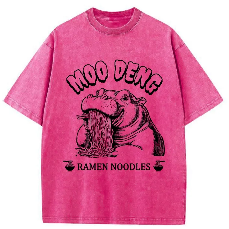 Tokyo-Tiger Ramen Lover Moo Deng Washed T-Shirt