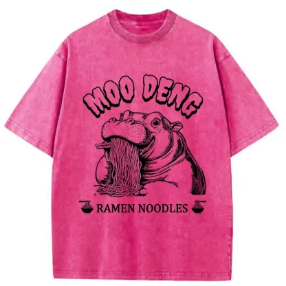 Tokyo-Tiger Ramen Lover Moo Deng Washed T-Shirt