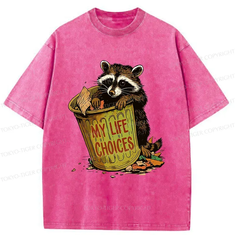 Tokyo-Tiger Raccoon Life Choices Washed T-Shirt