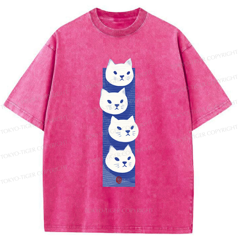 Tokyo-Tiger Four Cats Washed T-Shirt