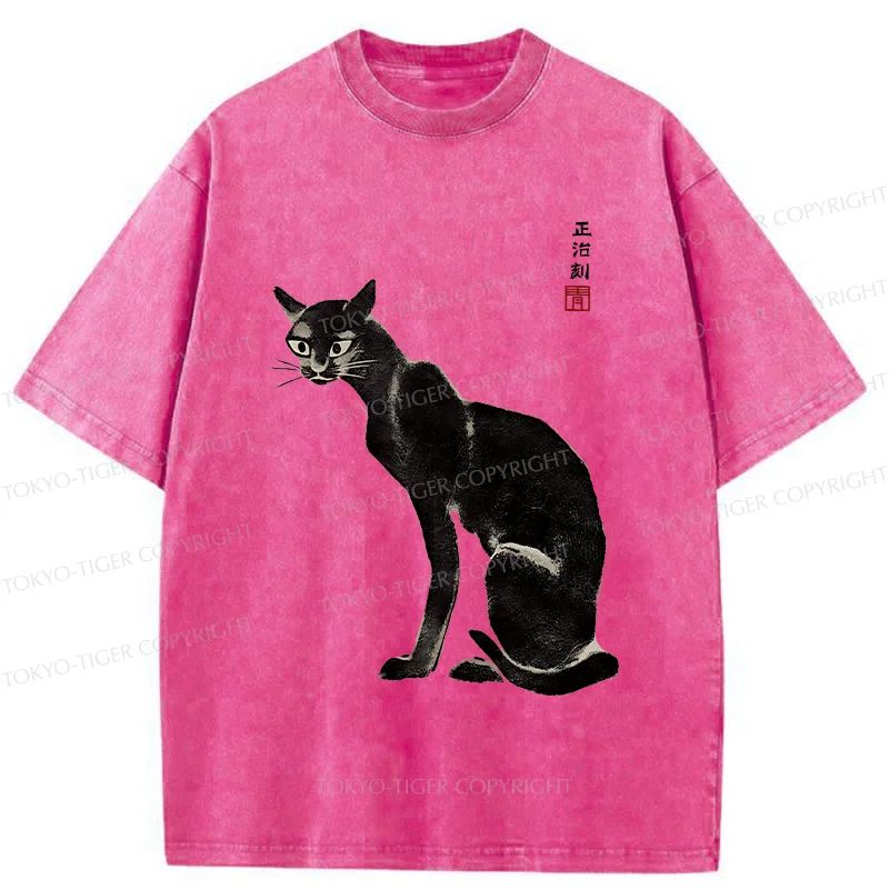 Tokyo-Tiger Retro Skinny Cat Washed T-Shirt