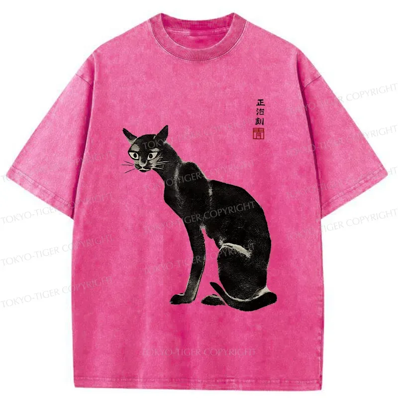 Tokyo-Tiger Retro Skinny Cat Washed T-Shirt