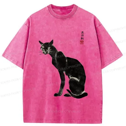 Tokyo-Tiger Retro Skinny Cat Washed T-Shirt