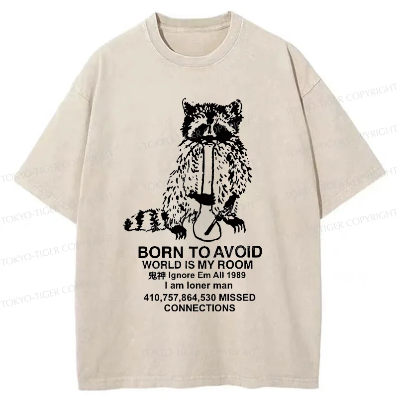 Tokyo-Tiger Raccoon Meme Washed T-Shirt