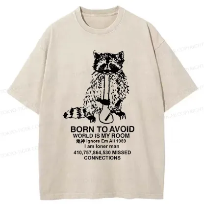 Tokyo-Tiger Raccoon Meme Washed T-Shirt