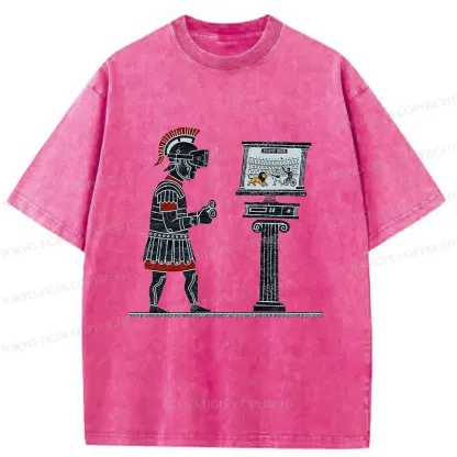 Tokyo-Tiger Gladiators Play PVP Game Washed T-Shirt