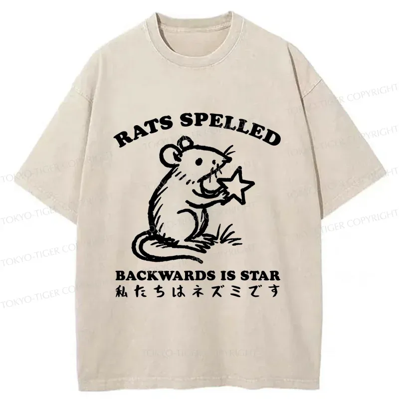 Tokyo-Tiger Funny Rats Washed T-Shirt