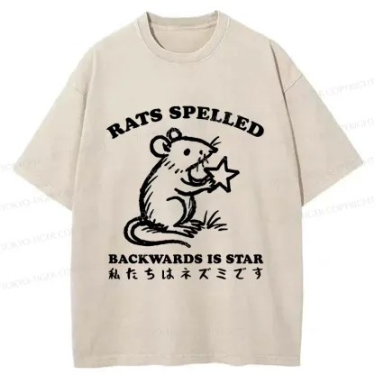 Tokyo-Tiger Funny Rats Washed T-Shirt