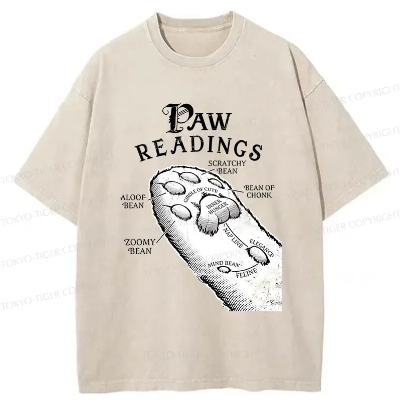 Tokyo-Tiger Funny Cat Paws Washed T-Shirt