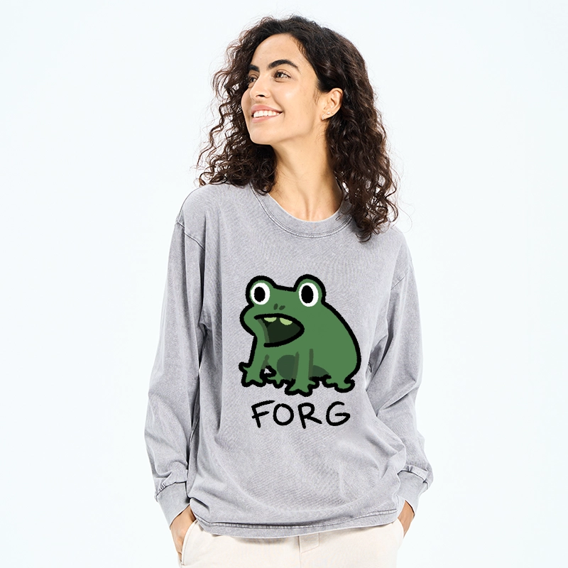 Tokyo-Tiger Funny Forg Japan Washed Long Sleeve T-Shirt