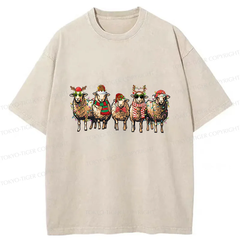 Tokyo-Tiger Christmas Sheep Washed T-Shirt