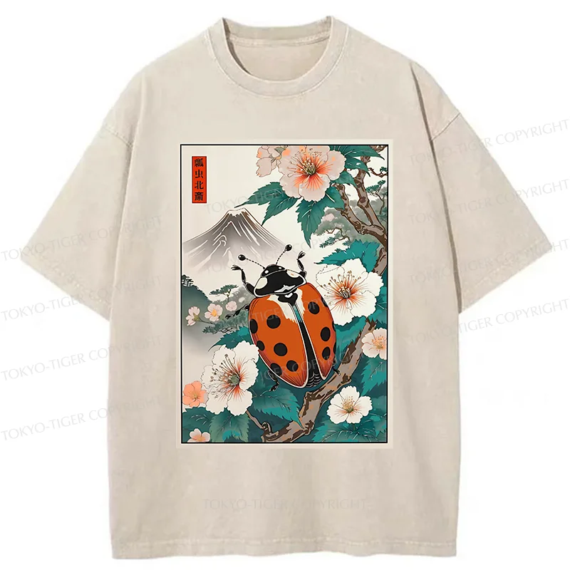Tokyo-Tiger Ladybug Ukiyo-e Washed T-Shirt