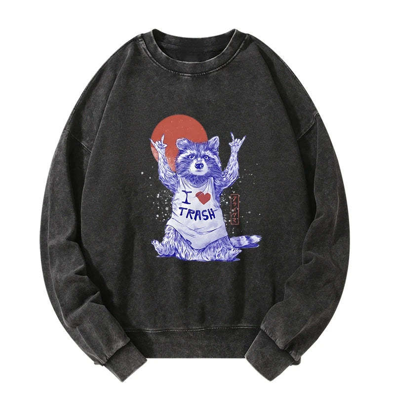 Tokyo-Tiger I love Trash Washed Sweatshirt Sale