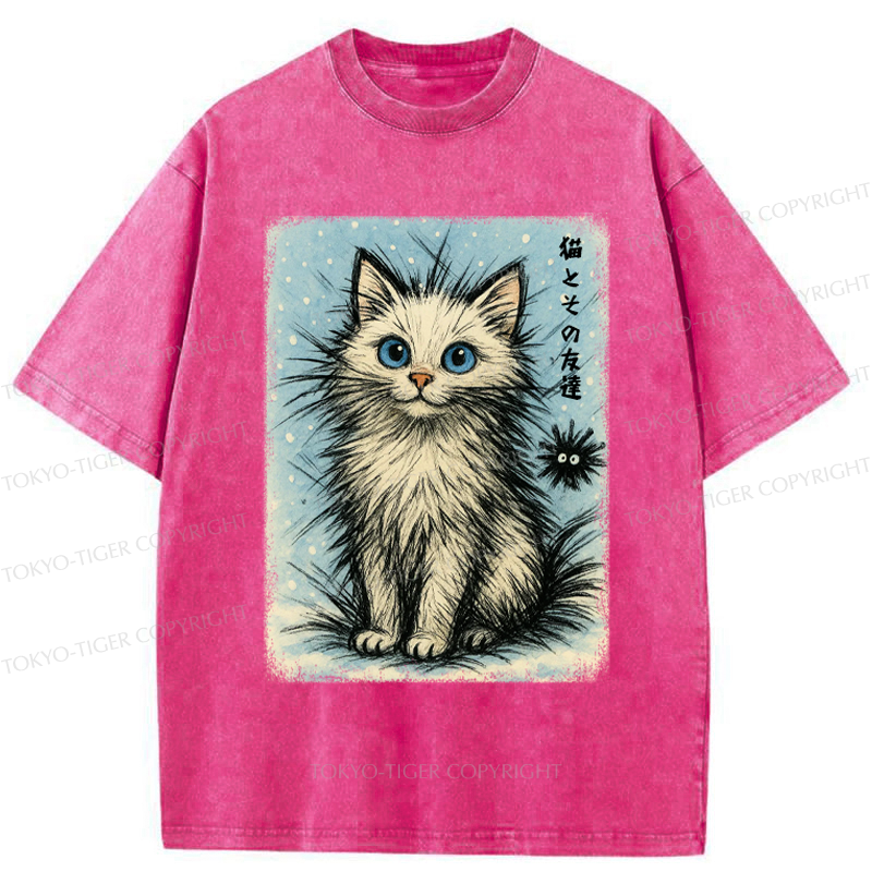 Tokyo-Tiger The Kitten And Its Furball Friend Washed T-Shirt