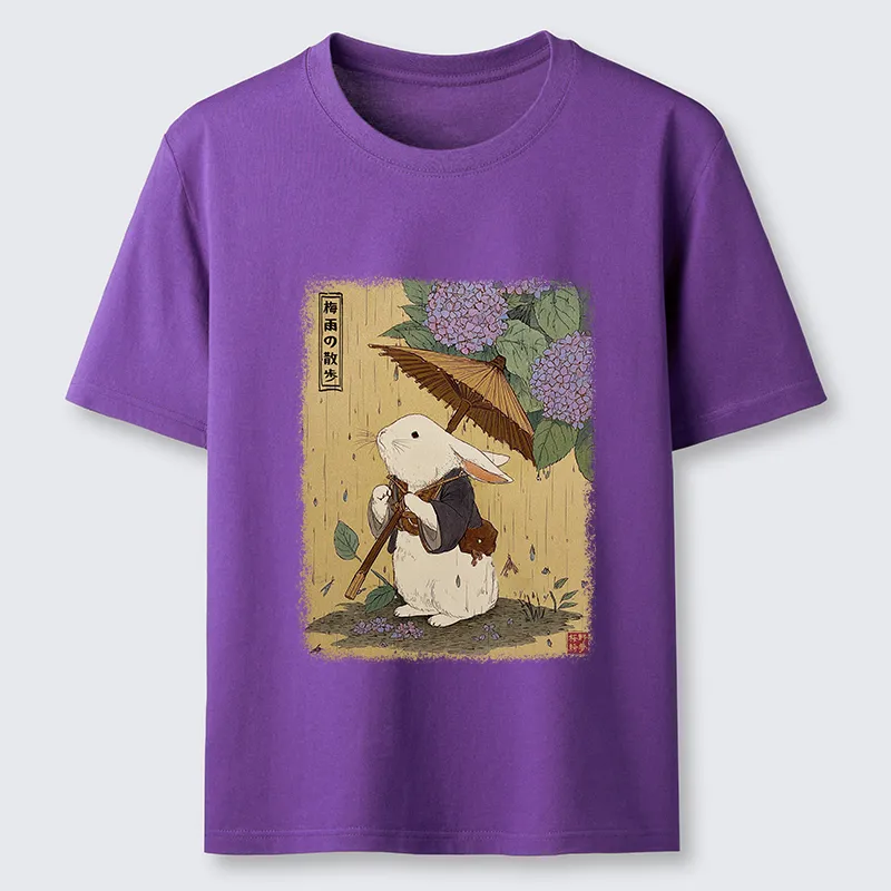 Tokyo-Tiger Ukiyoe Rainy Stroll Bunny Classic T-Shirt