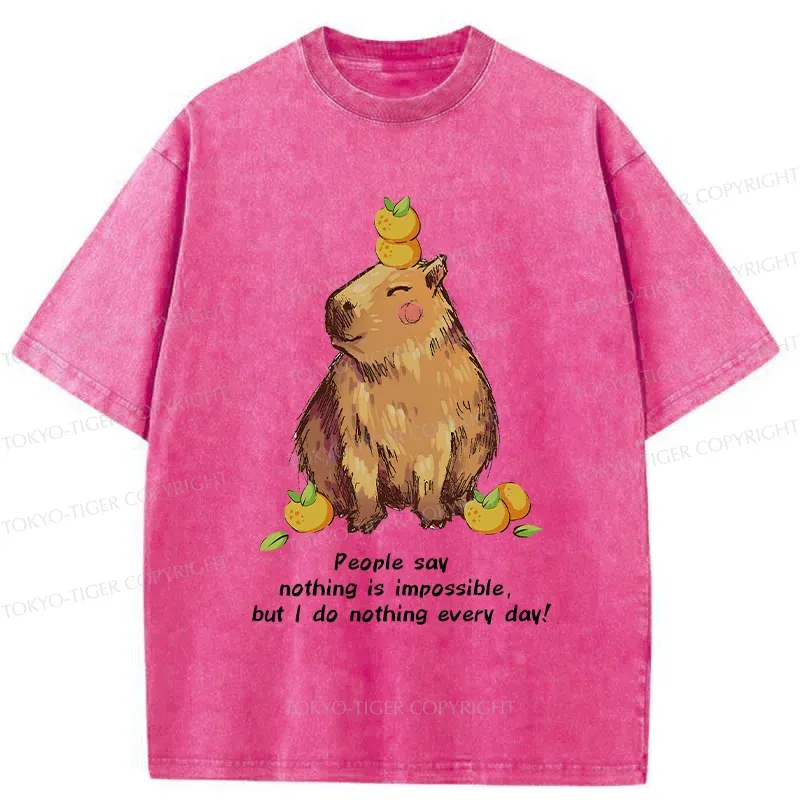 Tokyo-Tiger Leisurely Capybara Washed T-Shirt