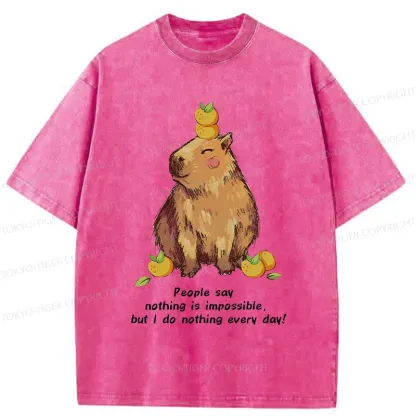 Tokyo-Tiger Leisurely Capybara Washed T-Shirt