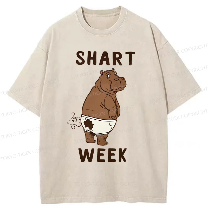 Tokyo-Tiger Shart Week Funny Washed T-Shirt