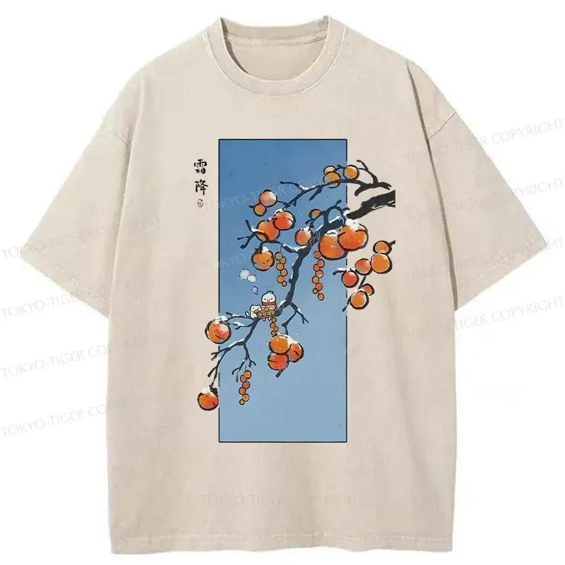 Tokyo-Tiger Winter Paintings Japanese Washed T-Shirt Sale