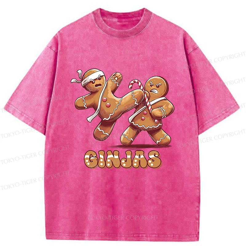Tokyo-Tiger Gingerbread Man Karate Washed T-Shirt