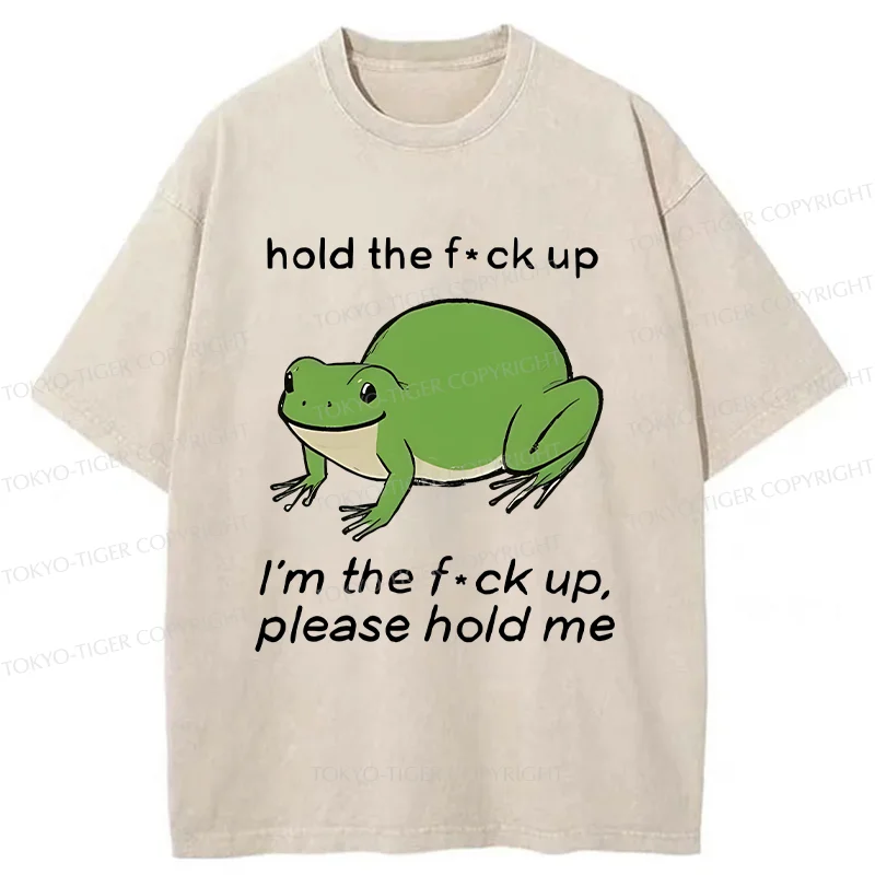 Tokyo-Tiger Bloated Frog Funny Washed T-Shirt