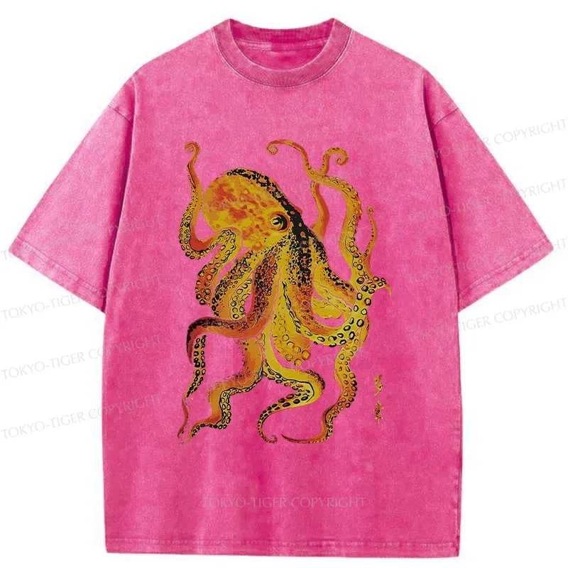 Tokyo-Tiger Deep Sea Gorgeous Octopus Washed T-Shirt
