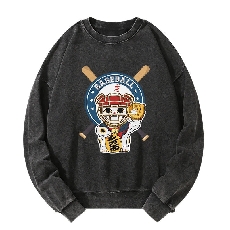 Tokyo-Tiger Janpaese Baseball Cat Washed Sweatshirt Sale