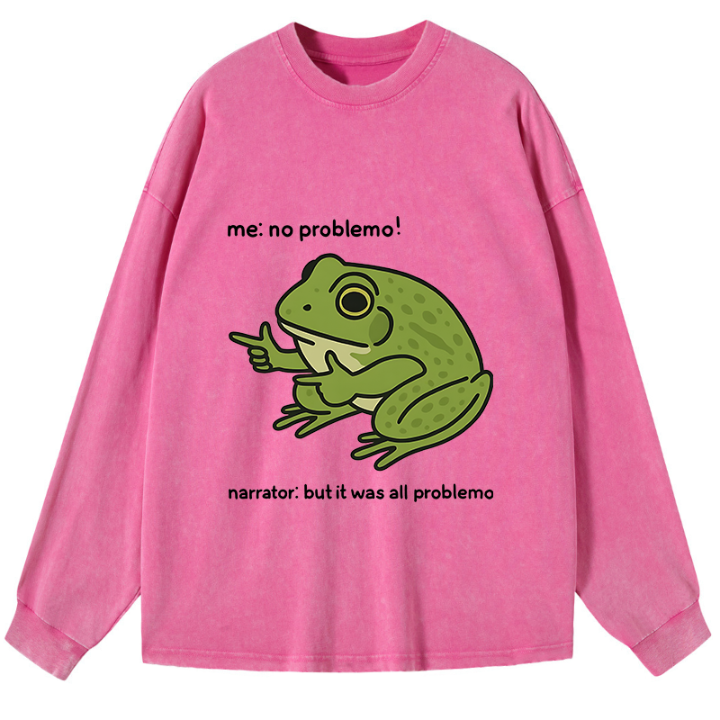 Tokyo-Tiger Stupid Frog Meme Washed Long Sleeve T-Shirt