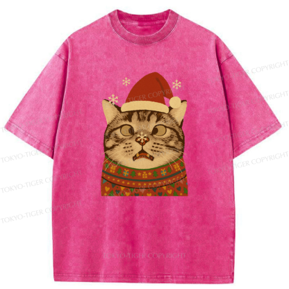 Tokyo-Tiger The Christmas Silly Cat Washed T-Shirt