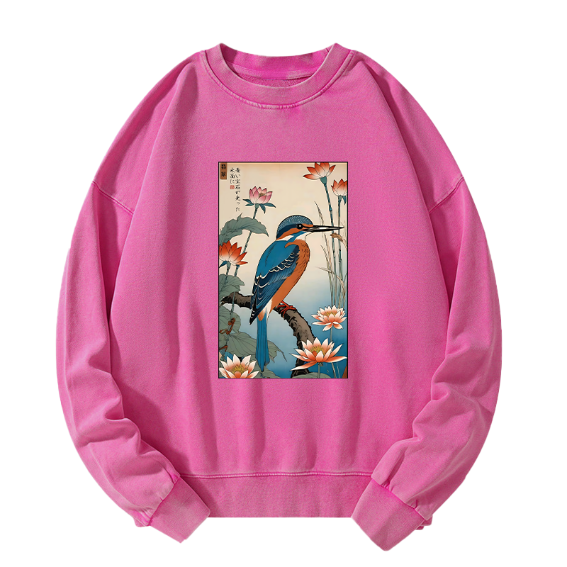 Tokyo-Tiger Ukiyo-e Kingfisher Washed Sweatshirt