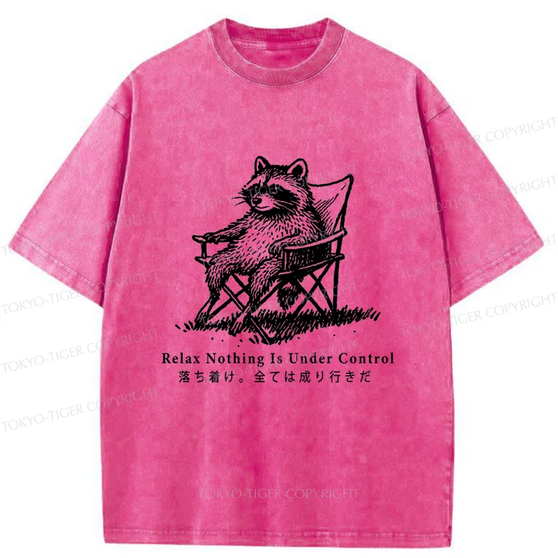 Tokyo-Tiger Raccoon Relaxing Washed T-Shirt