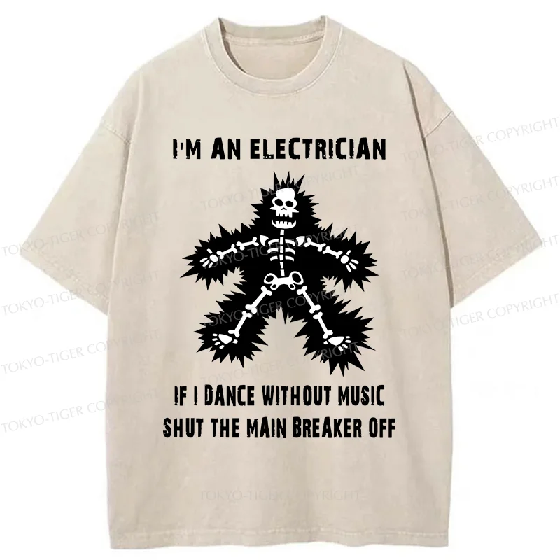Tokyo-Tiger Electric Dance Funny Washed T-Shirt