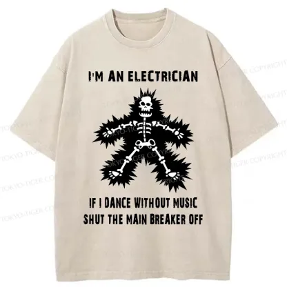 Tokyo-Tiger Electric Dance Funny Washed T-Shirt
