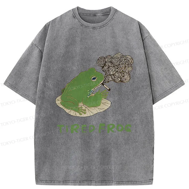 Tokyo-Tiger Tired Japanese Frog Washed T-Shirt