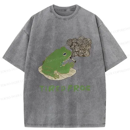 Tokyo-Tiger Tired Japanese Frog Washed T-Shirt