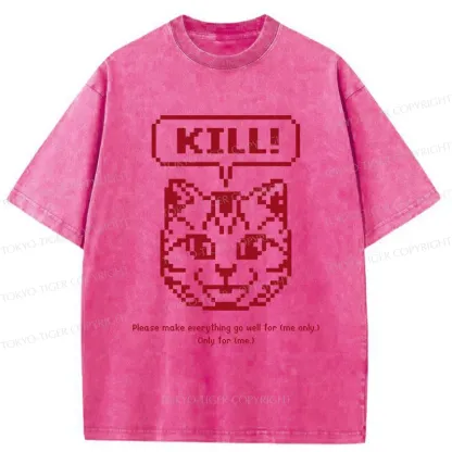 Tokyo-Tiger Killer Cat Prayer Washed T-Shirt