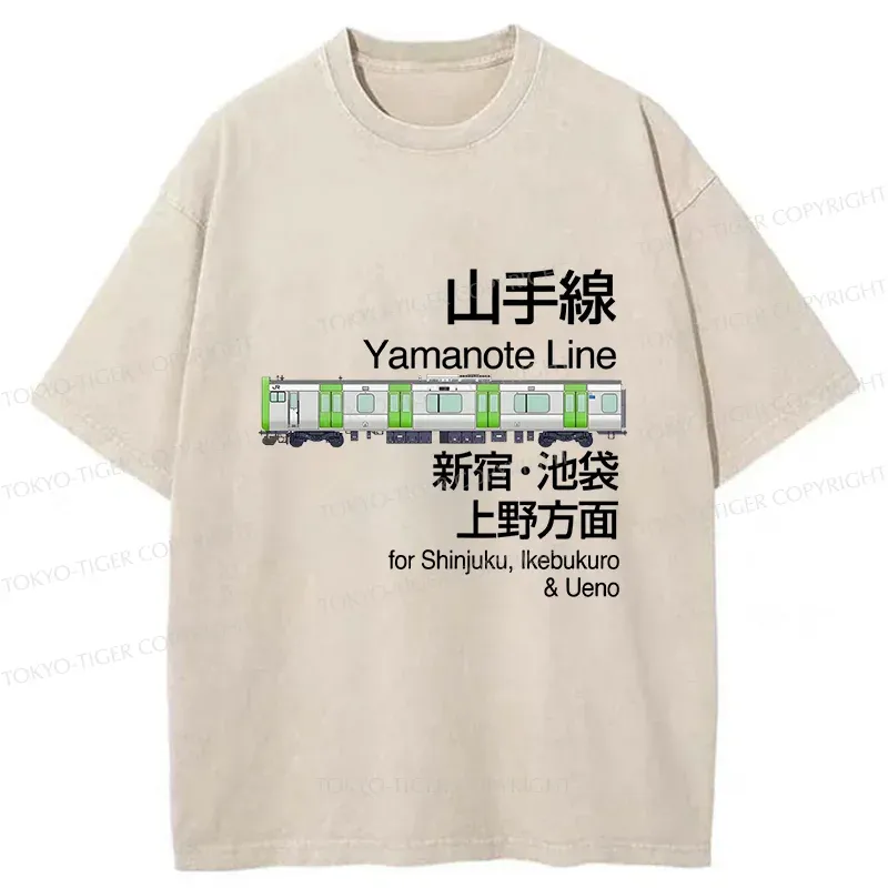 Tokyo-Tiger Yamanote Line Sign Japan Washed T-Shirt Sale
