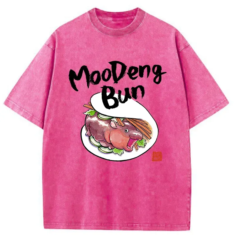 Tokyo-Tiger Delicious Moo Deng Japanese Bun Washed T-Shirt