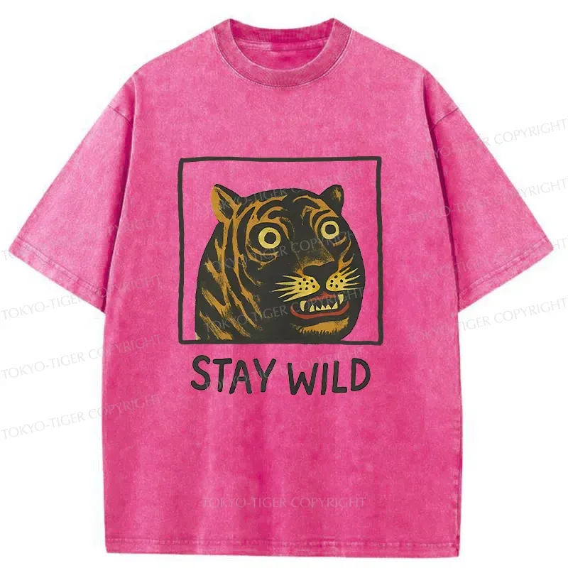 Tokyo-Tiger Silly And Cute Tiger Washed T-Shirt