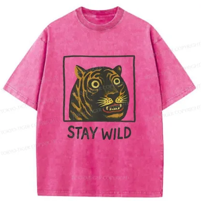 Tokyo-Tiger Silly And Cute Tiger Washed T-Shirt