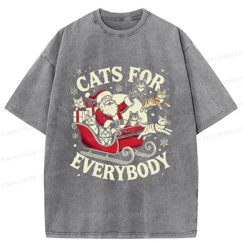 Tokyo-Tiger Santa Cat Lover Washed T-Shirt