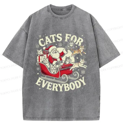 Tokyo-Tiger Santa Cat Lover Washed T-Shirt