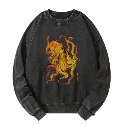Tokyo-Tiger Deep Sea Gorgeous Octopus Washed Sweatshirt