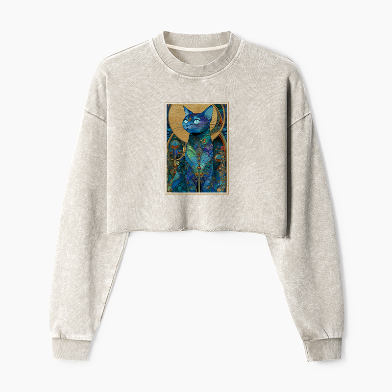 Tokyo-Tiger The Cat’s Plan To Rule Them All Washed Crop Sweatshirt