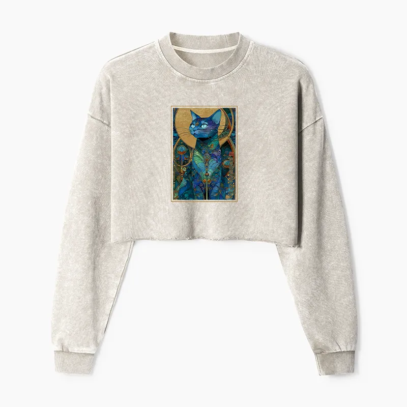 Tokyo-Tiger The Cat’s Plan To Rule Them All Washed Crop Sweatshirt