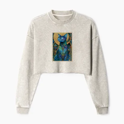 Tokyo-Tiger The Cat’s Plan To Rule Them All Washed Crop Sweatshirt